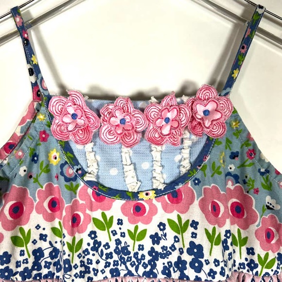 Beetlejuice London Girl's Flower Floral Sundress Sz 6 Tiered Fringe *Read - Picture 3 of 8